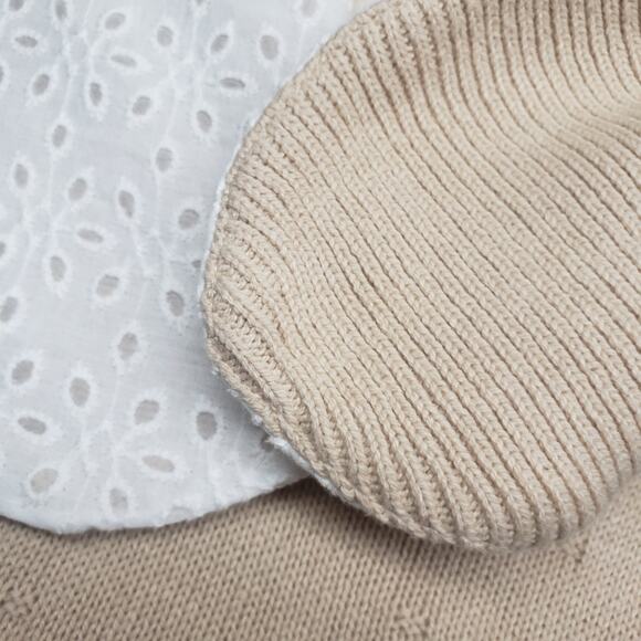 Salt Sweater Shift Dress Sz XL Khaki French Dot Knit Eyelet Collar Cottagecore - Picture 7 of 14